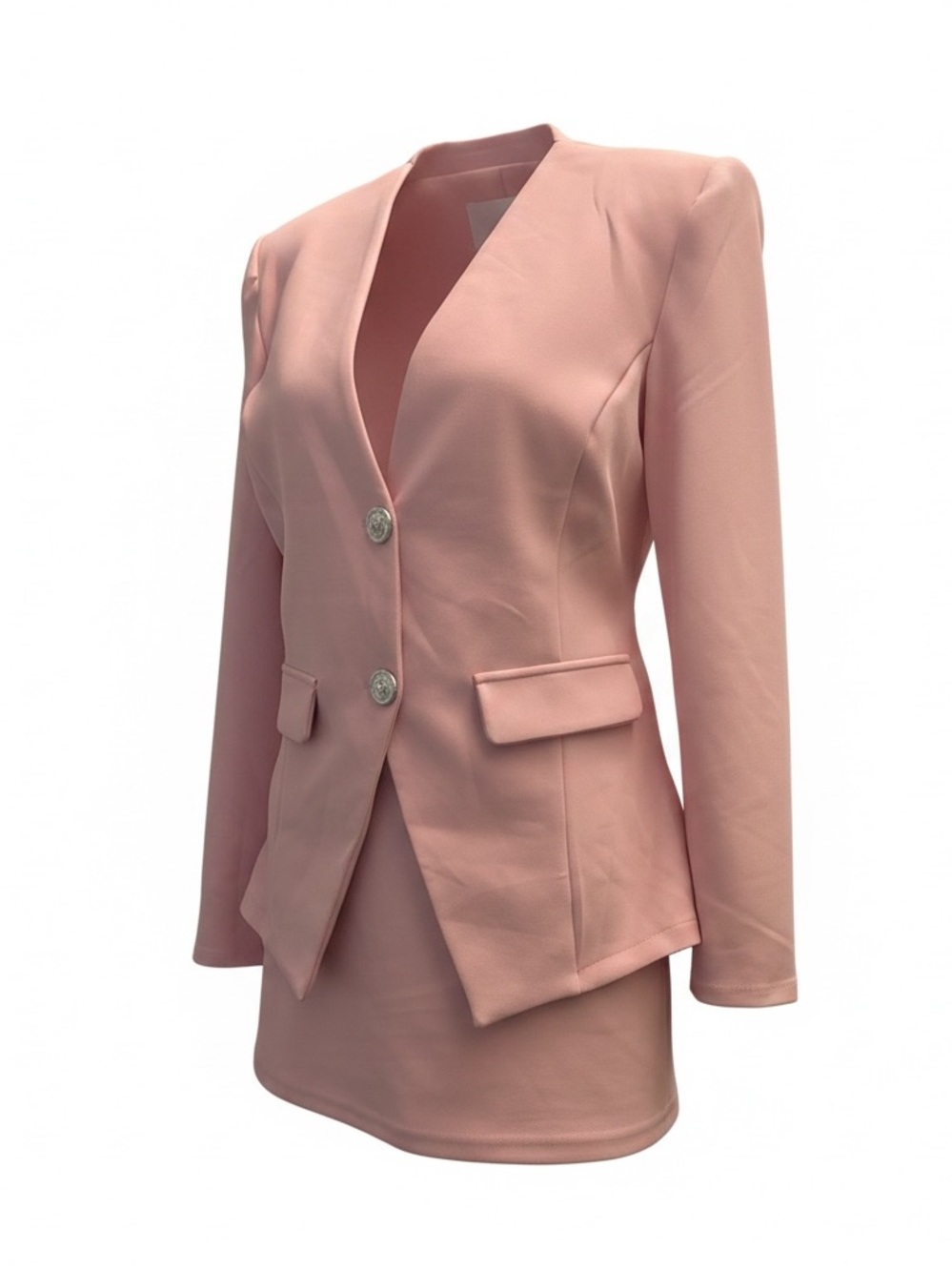 Tailored Pink Women's Blazer with Silver-Tone Buttons - Picture 6 of 7